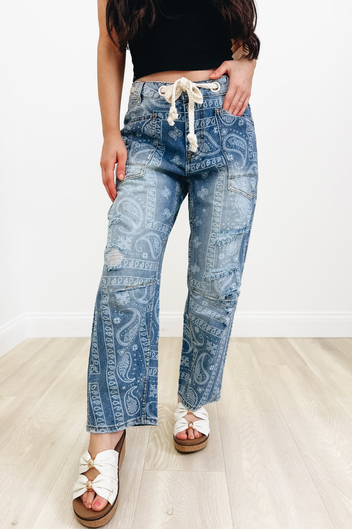 Roped & Ready Paisley Jeans - Denim