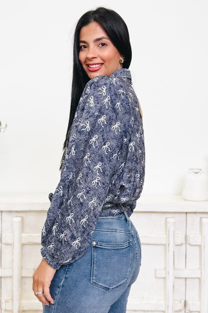 Bow & Behold Bow Button Down Top