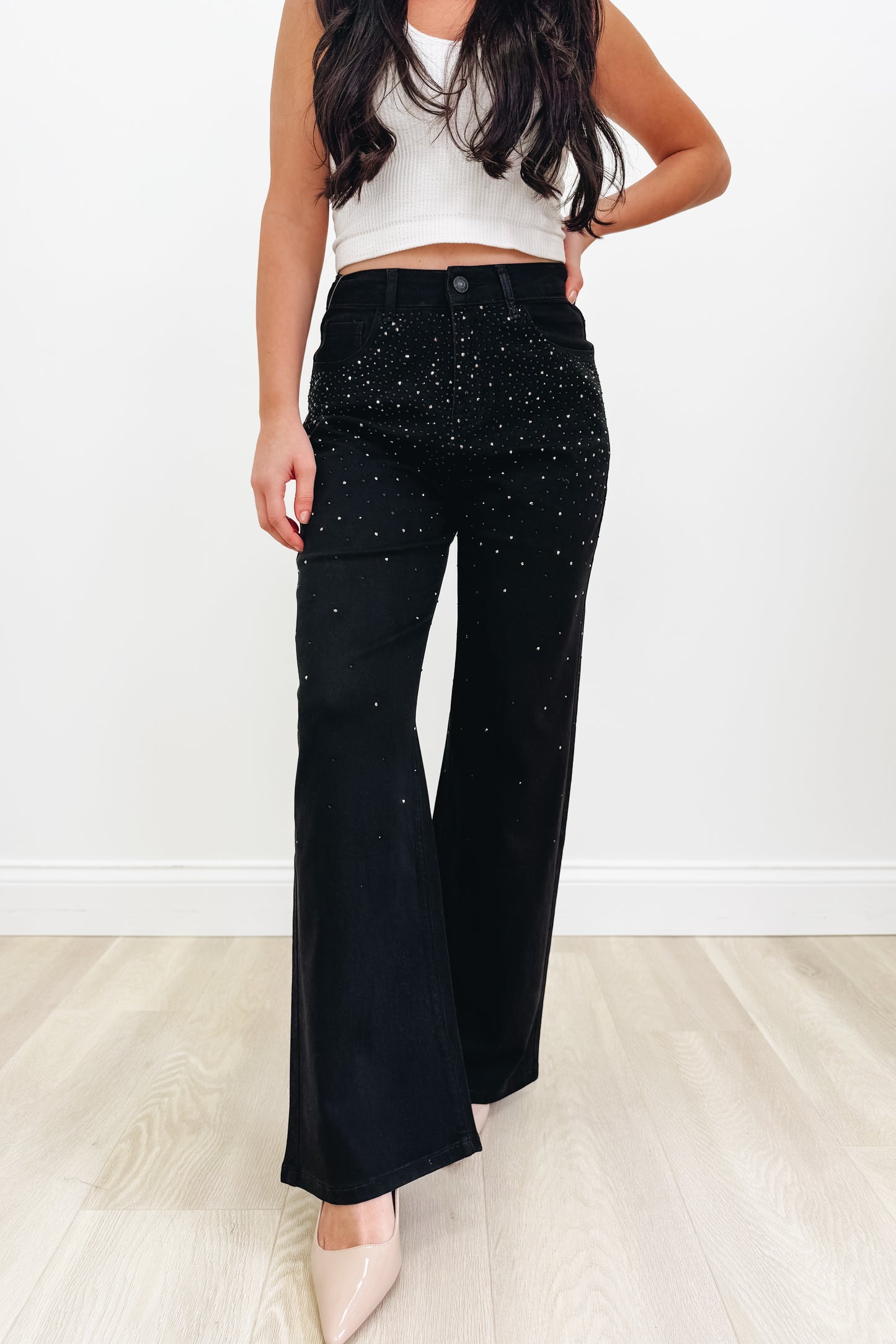 Rhinestone Cowgirl By 7Mango7 - Straight Fit Jeans - Black