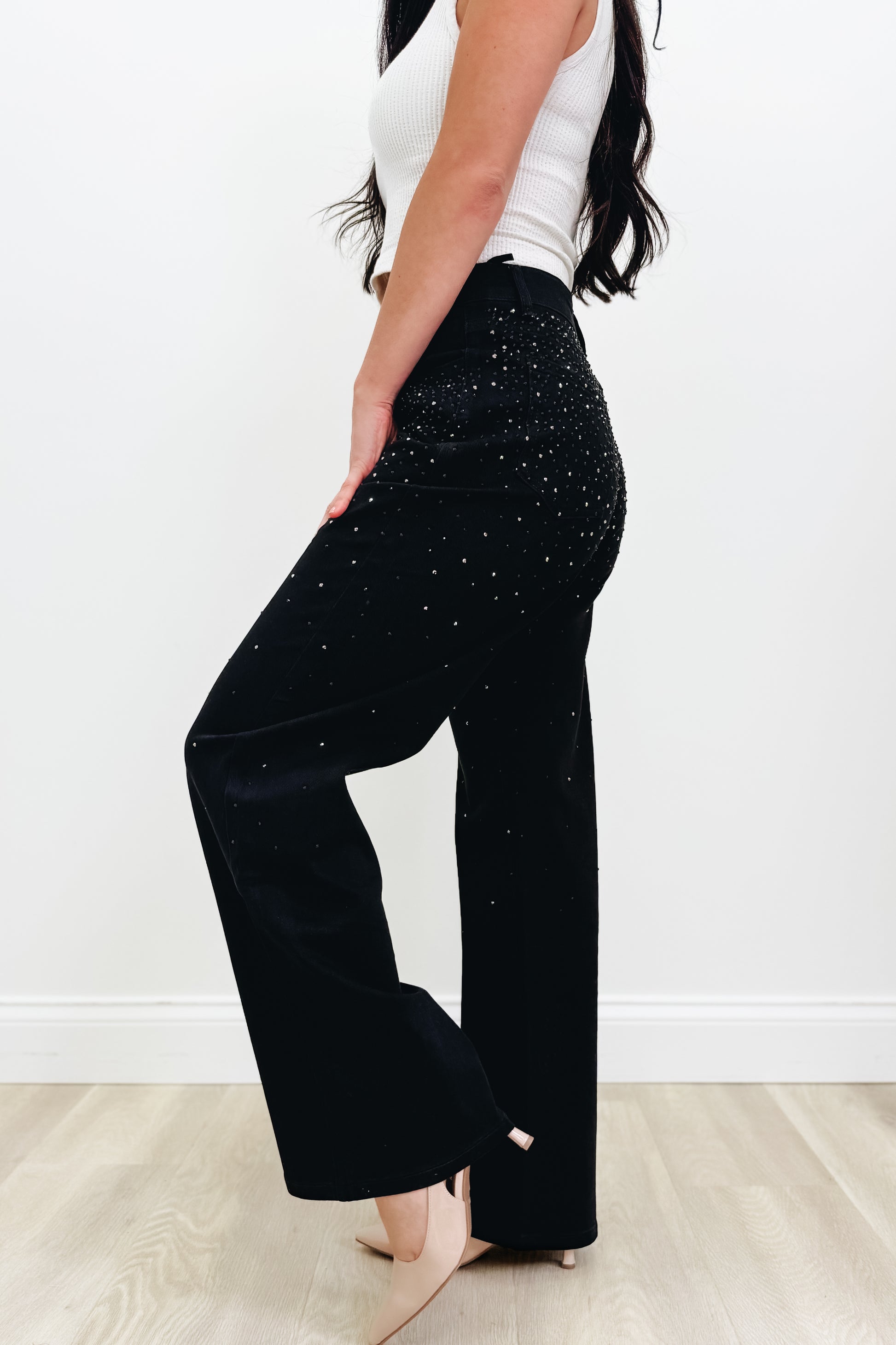 Rhinestone Cowgirl By 7Mango7 - Straight Fit Jeans - Black