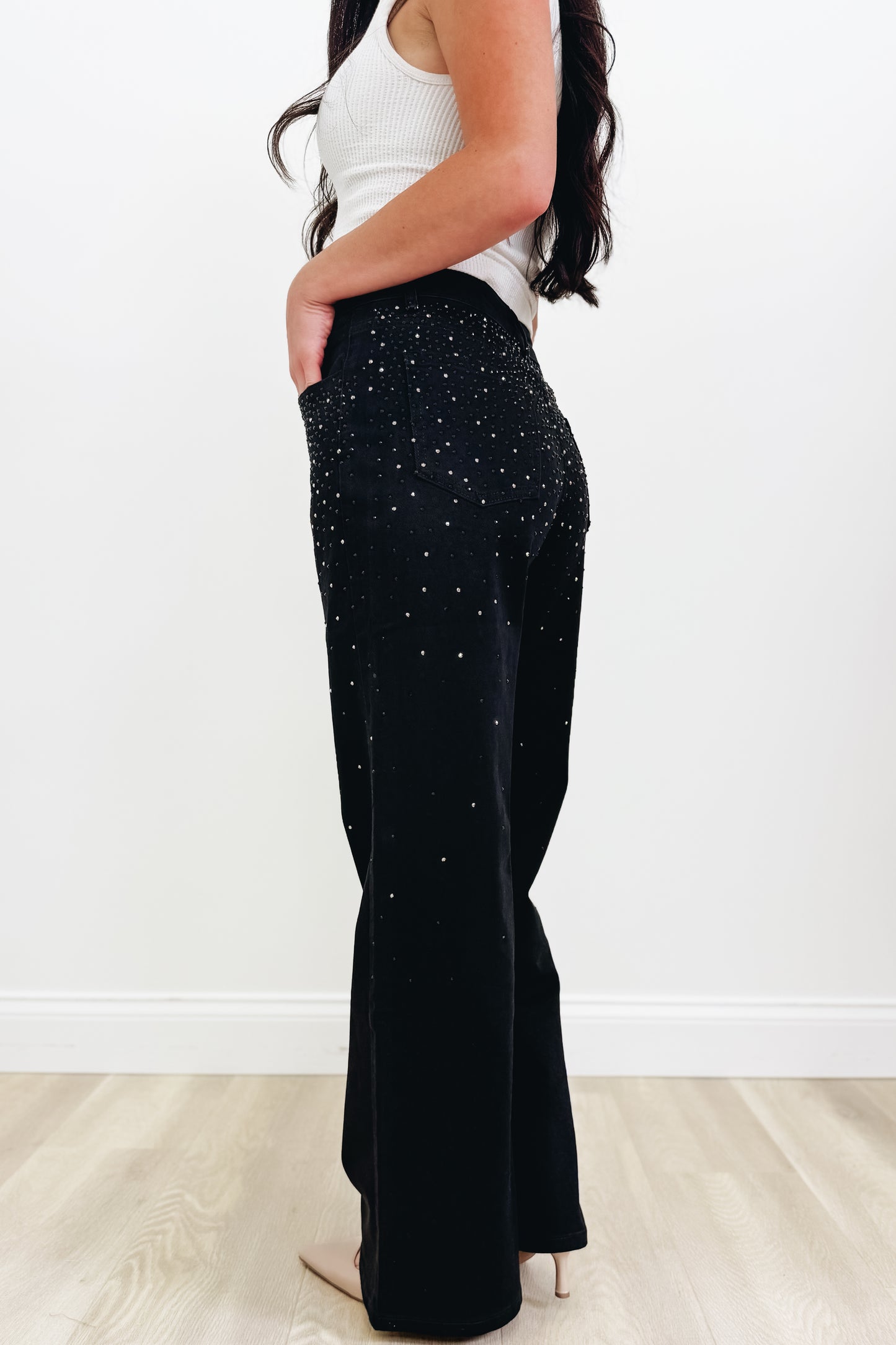 Rhinestone Cowgirl By 7Mango7 - Straight Fit Jeans - Black