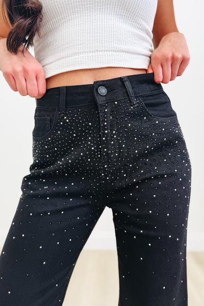 Rhinestone Cowgirl By 7Mango7 - Straight Fit Jeans - Black