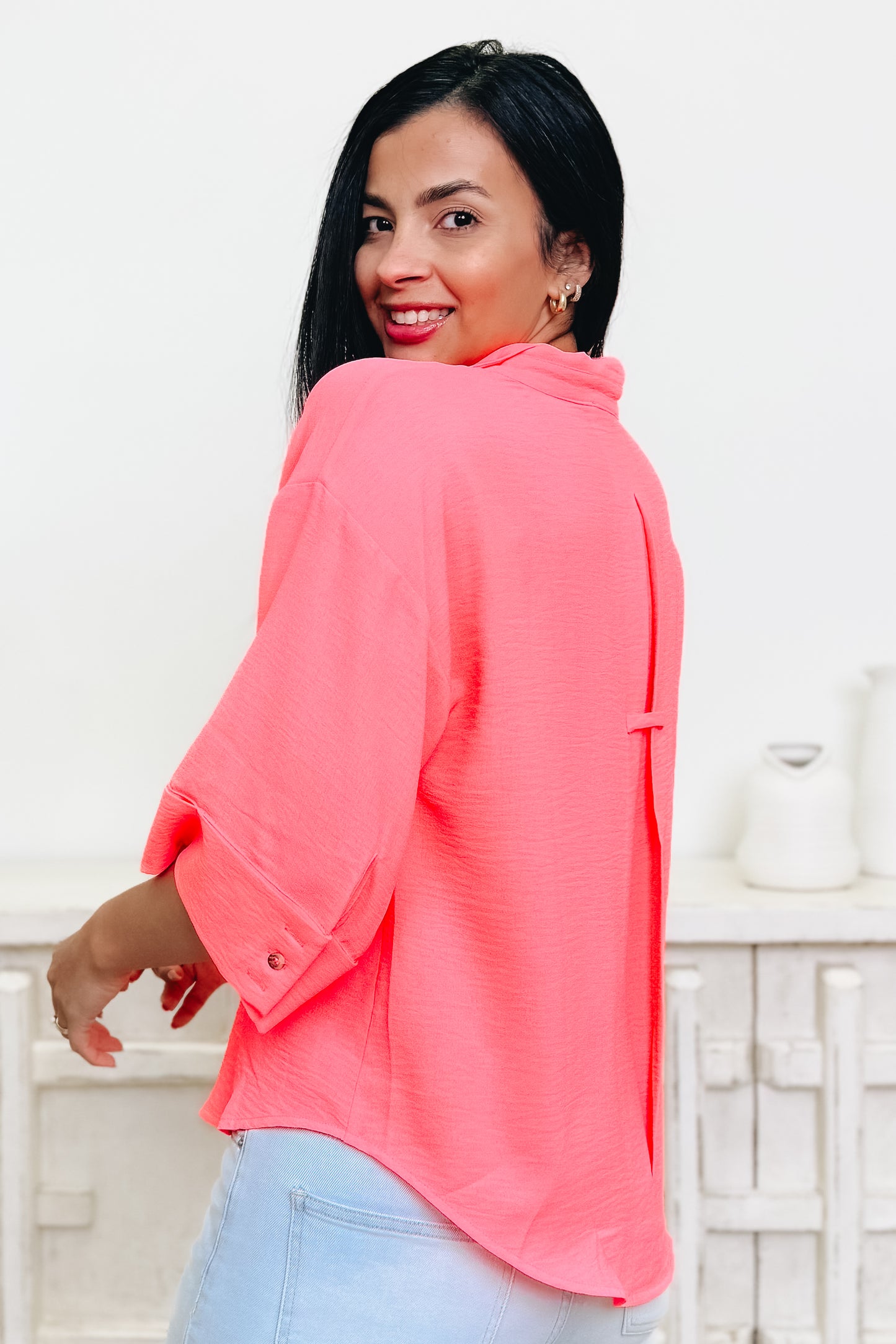 Pleat Treat Button Down Top