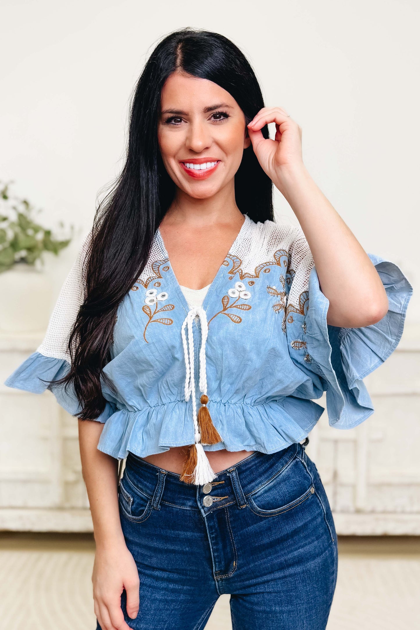 Sassy Flex Floral Crochet Top