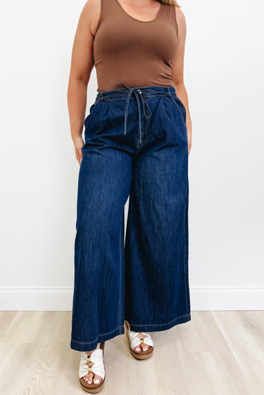 Let Me Love You Wide Leg Pants - Blue Denim
