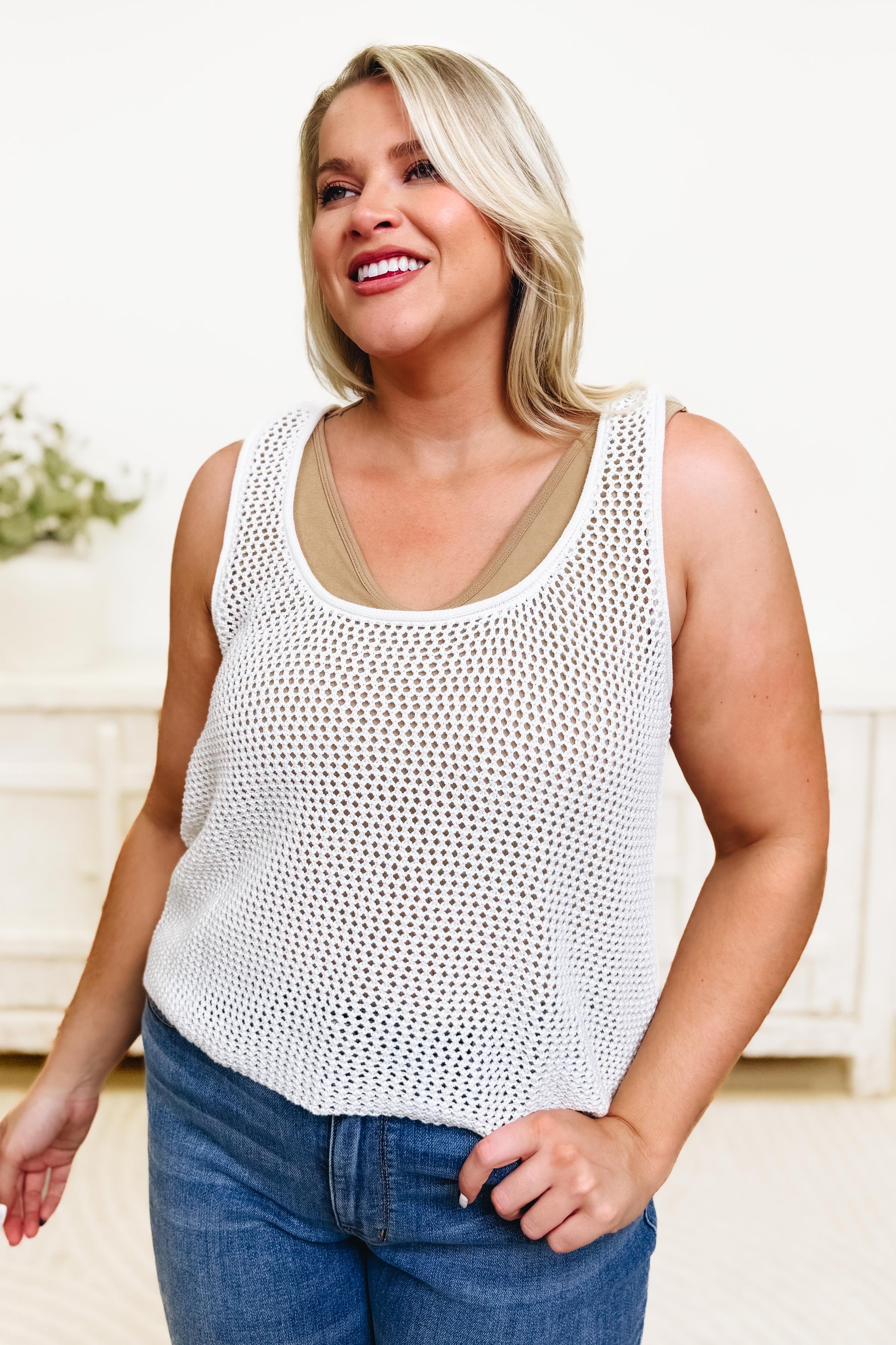 All This Time Open Knit Tank Top