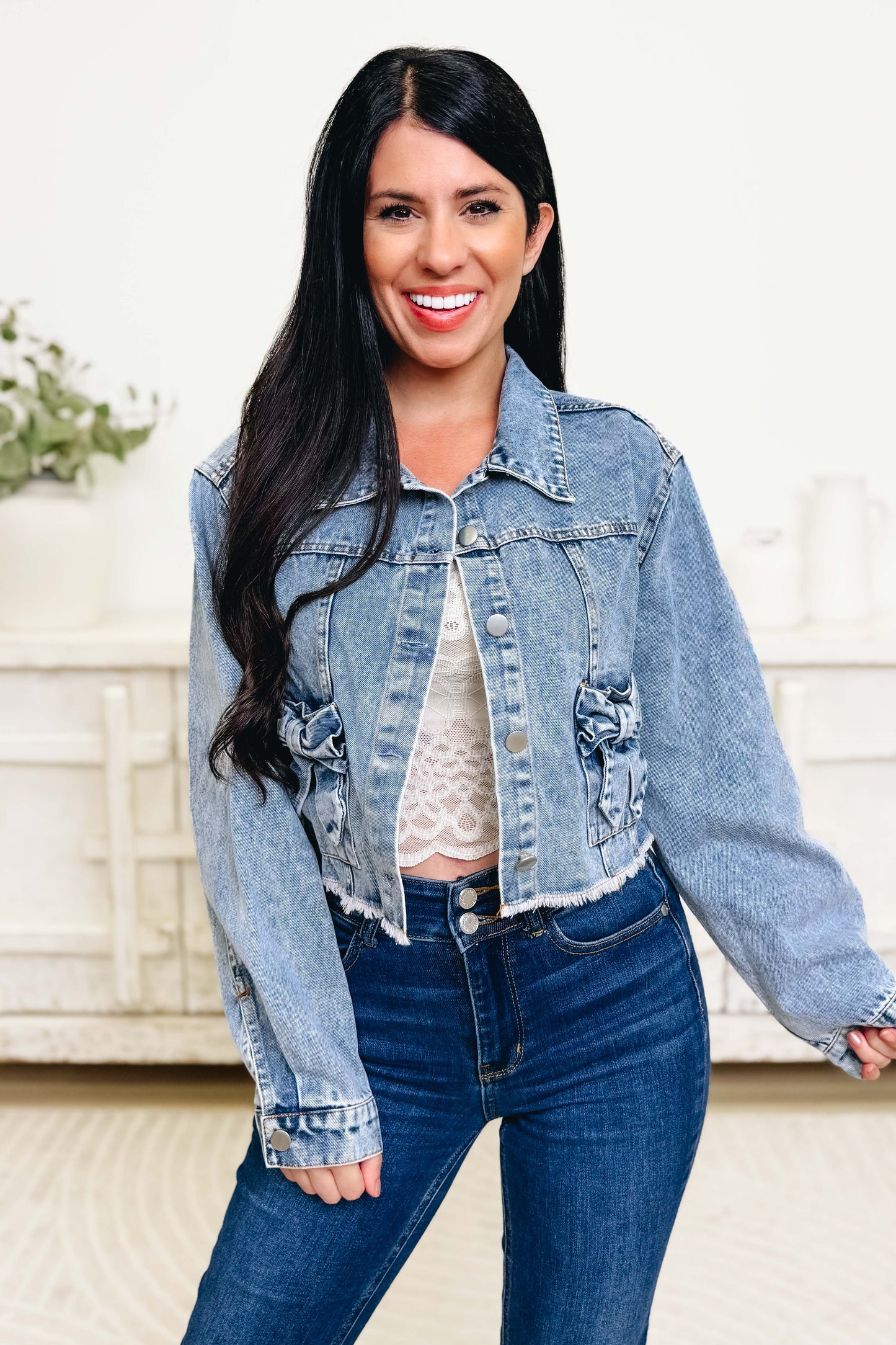 Comes As Bow Surprise Denim Jacket