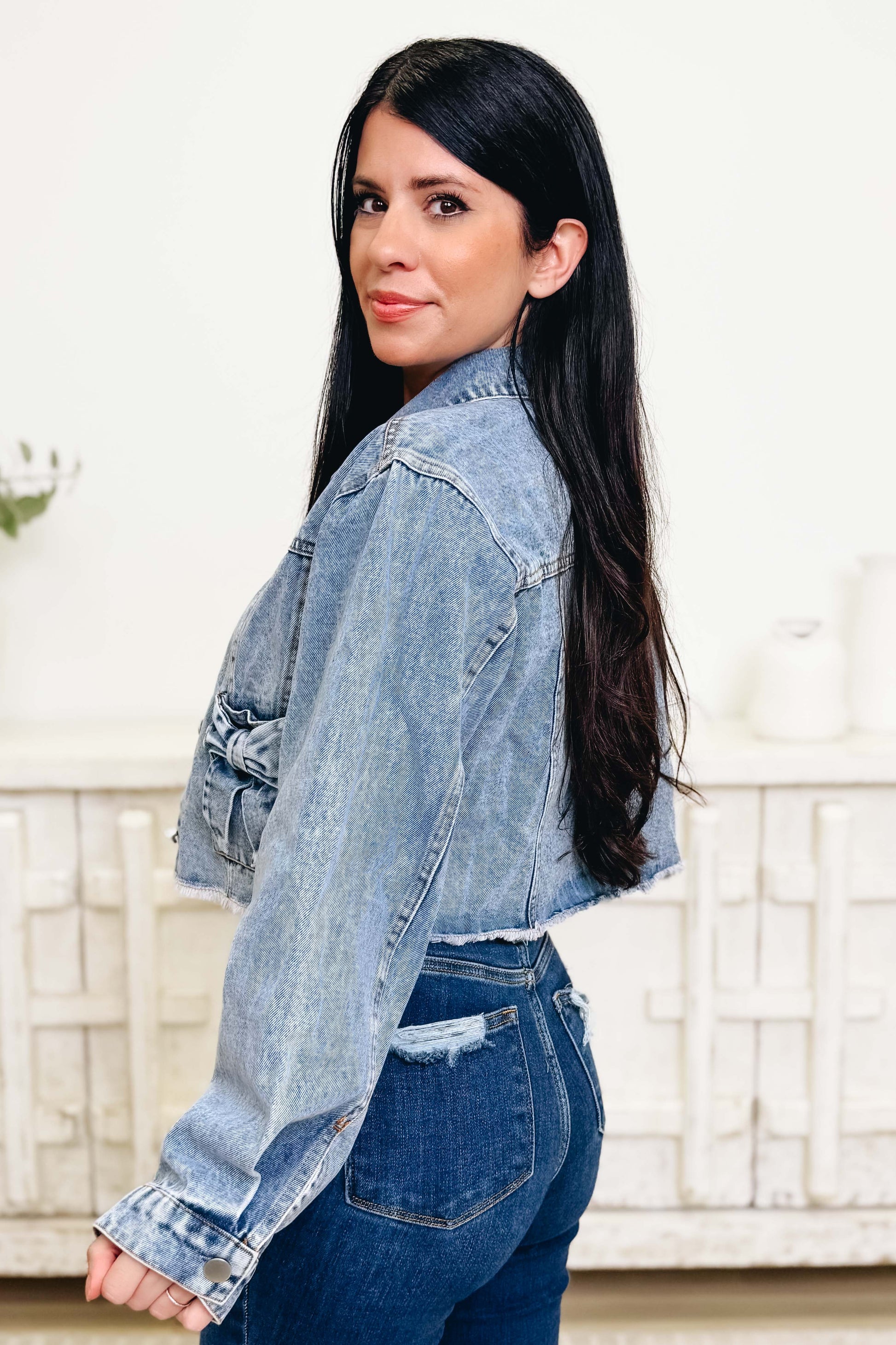 Comes As Bow Surprise Denim Jacket