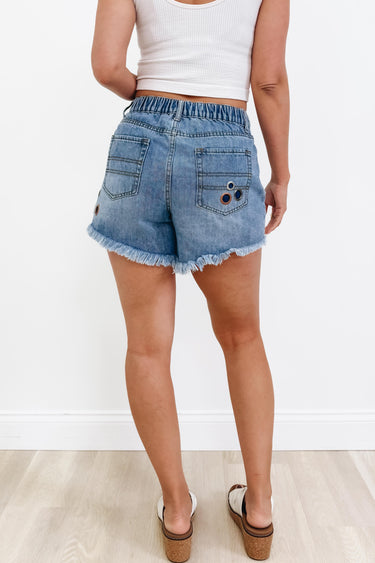 To Blessed To Stress Shorts - Denim