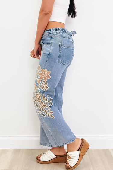 Daisy Chic's By Oli & Hali - Floral Straight Leg Jeans - Denim