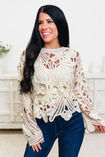 Open Flow Floral Crochet Top