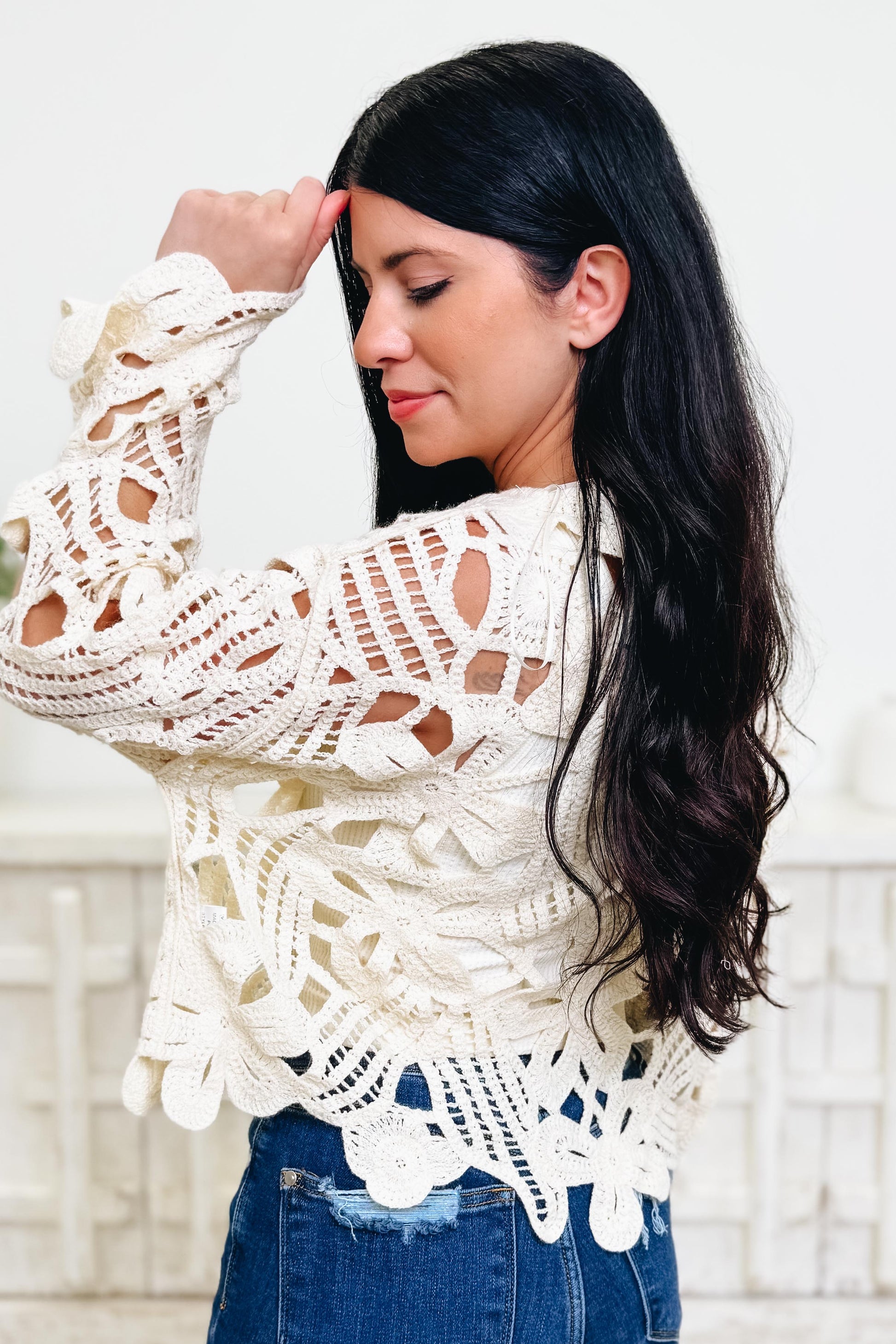 Open Flow Floral Crochet Top