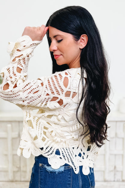 Open Flow Floral Crochet Top