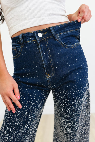Boots 'N Buckles Rhinestone Wide Leg Jeans - 2 Colors!