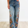 Autumn Feel By Blue B - Floral Flare Jeans - Medium