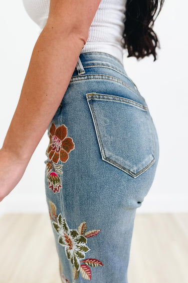 Autumn Feel By Blue B - Floral Flare Jeans - Medium
