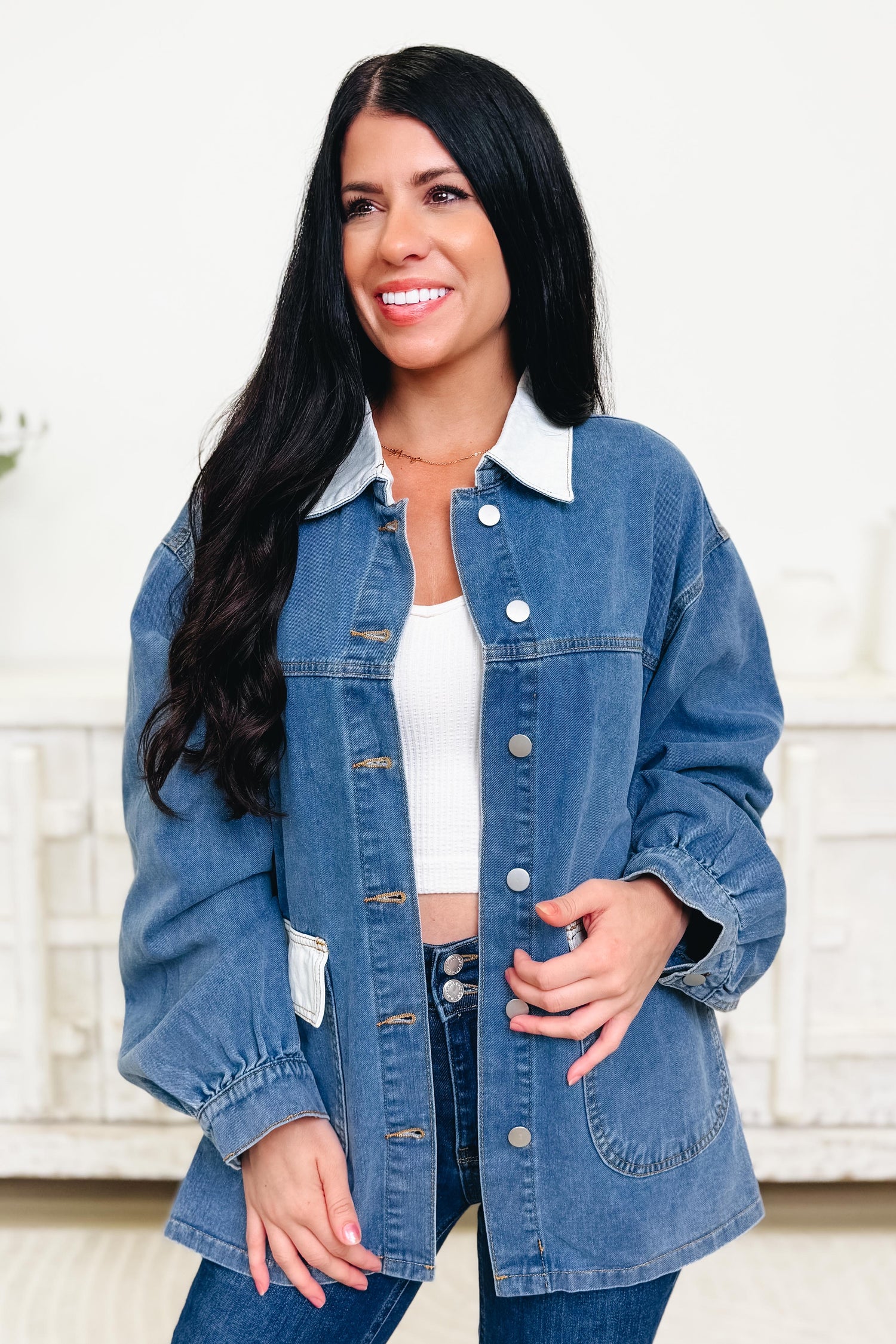 Durable Cuteness Denim Shacket