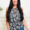 Monochromatic Static Floral Crochet Top