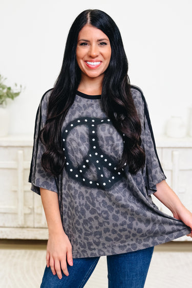 Spread A Little Peace Leopard Graphic Tee - 2 Colors!