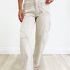Clean Slate By Saige Denim - Western Barrel Jeans - Light Beige