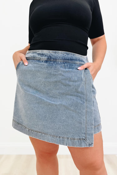 Big Clap For Overlap Skort - Denim Blue