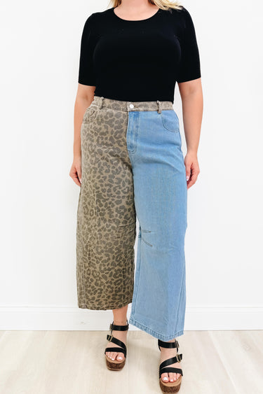 My Wild Side Leopard Pants - Brown Denim