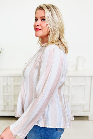 Pop Of Class Striped Button Down Top