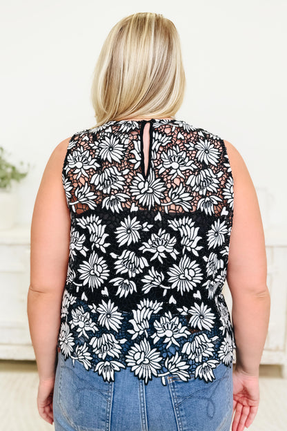 Monochromatic Static Floral Crochet Top
