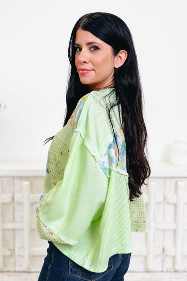 Floral Stripe Rich Stitch Top