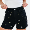 Sun Daze On By Risen - Daisy Denim Shorts - Black