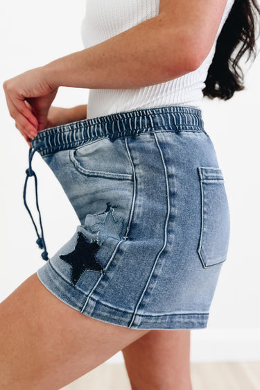 Straight Shooter By Risen - Star Denim Shorts - Medium