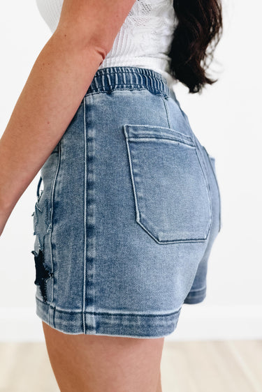 Straight Shooter By Risen - Star Denim Shorts - Medium