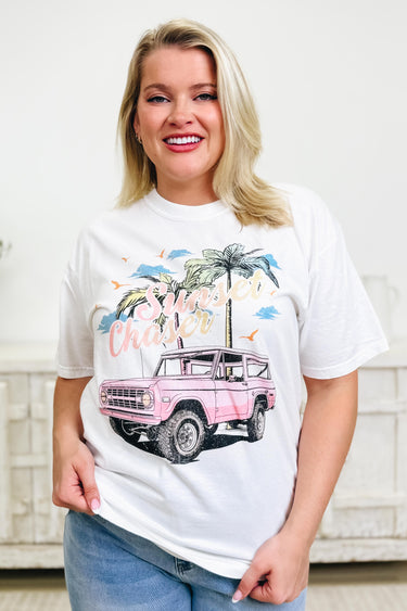 Sunset Chaser Bronco White Graphic Tee