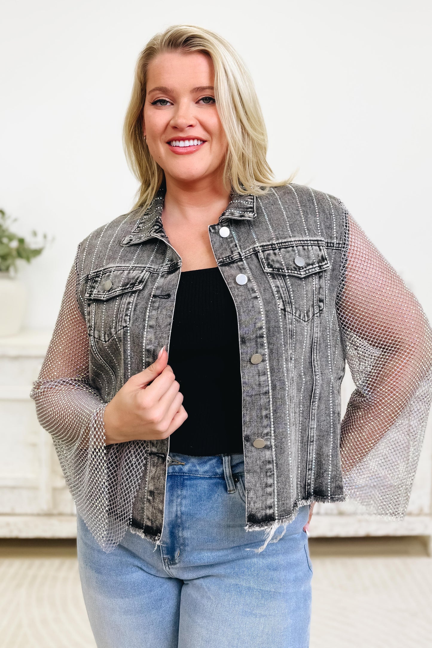Keep It Meshin' Stone Sleeve Jacket - 4 Colors!