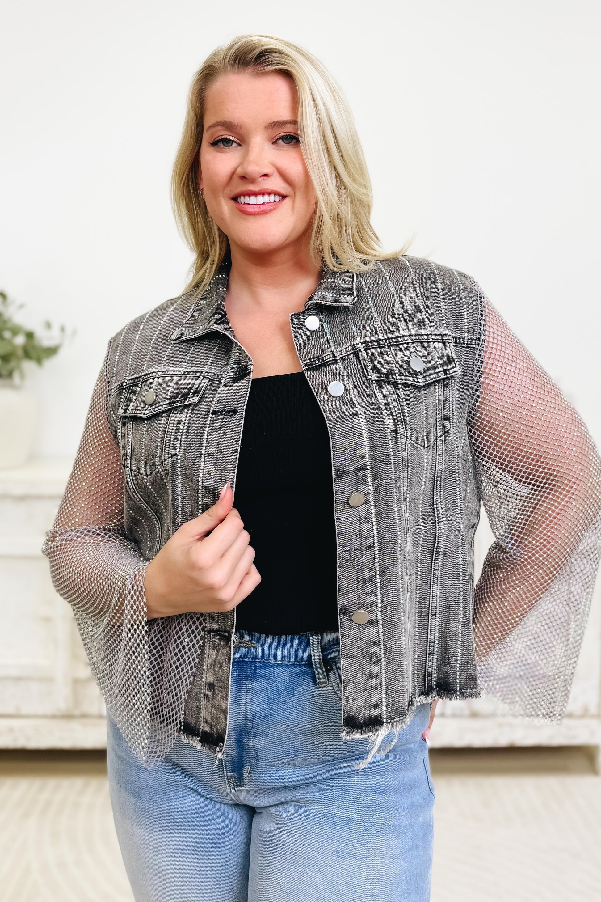 Keep It Meshin' Stone Sleeve Jacket - 4 Colors!