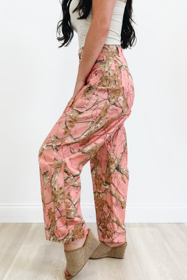 Huntin' Honey Wide Leg Pants - Pink Tree Camo