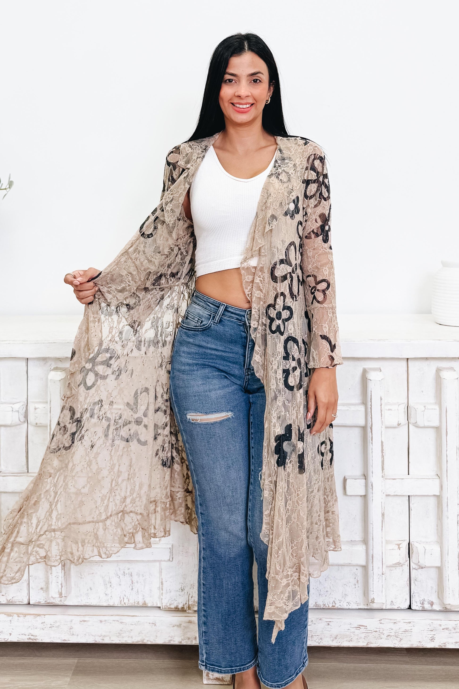 Doodle Me Daisies Duster Cardigan