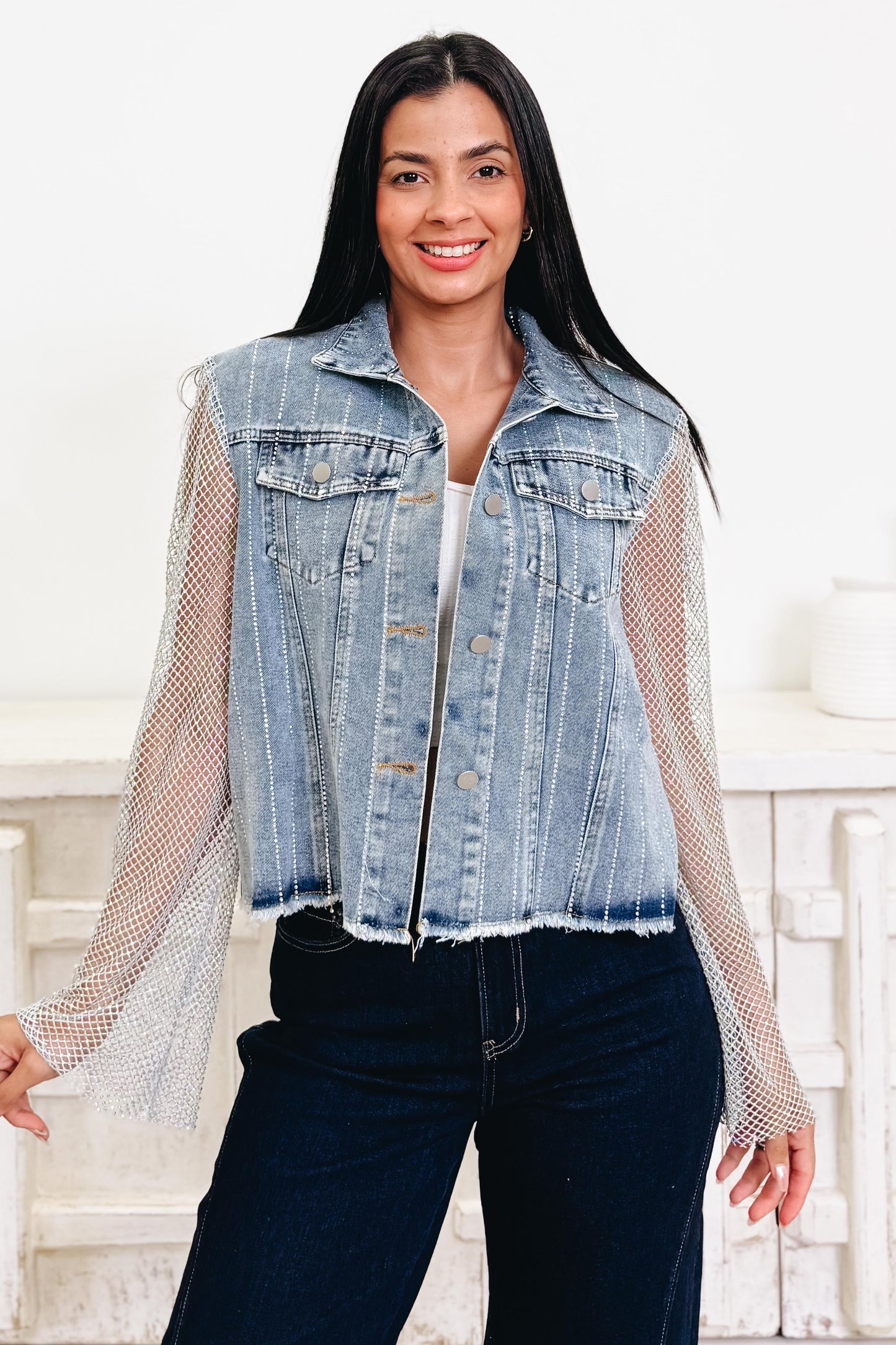 Keep It Meshin' Stone Sleeve Jacket - 4 Colors!