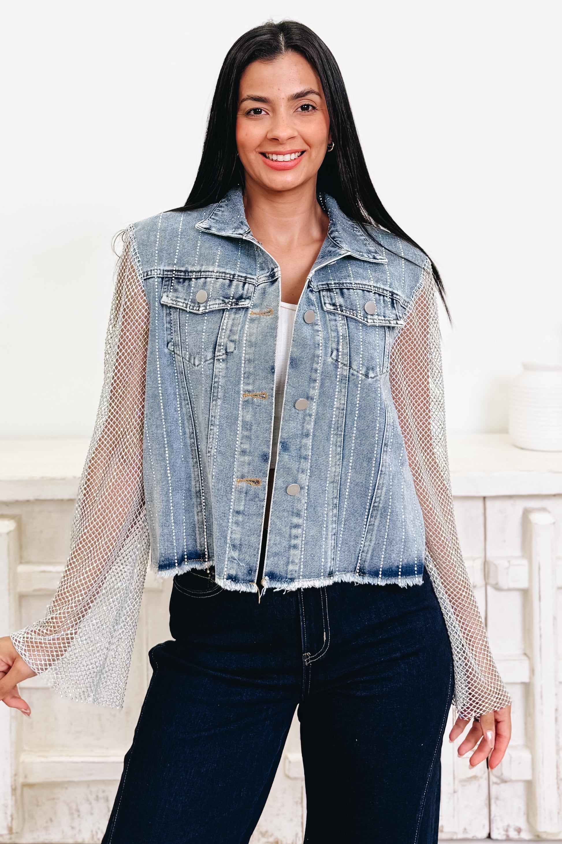 Keep It Meshin' Stone Sleeve Jacket - 4 Colors!