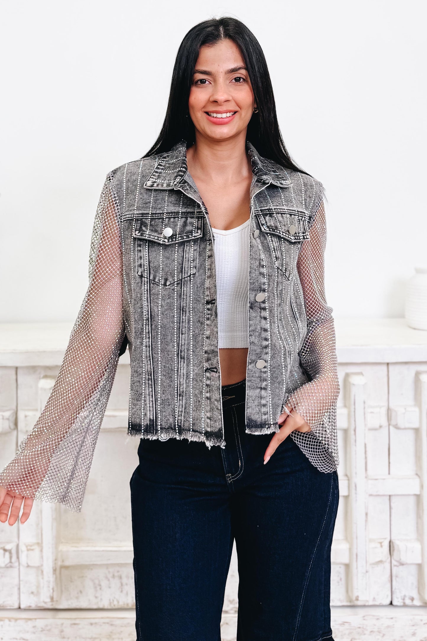 Keep It Meshin' Stone Sleeve Jacket - 4 Colors!