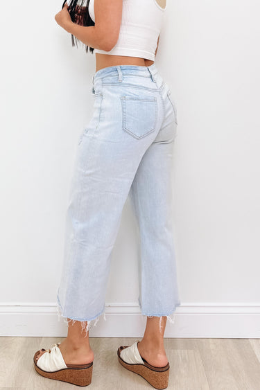 The Baylor By Mica - Wide Leg Distressed Jeans