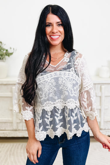 Layered In Leaves Laced Top - 2 Colors!