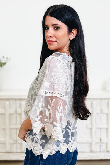 Layered In Leaves Laced Top - 2 Colors!