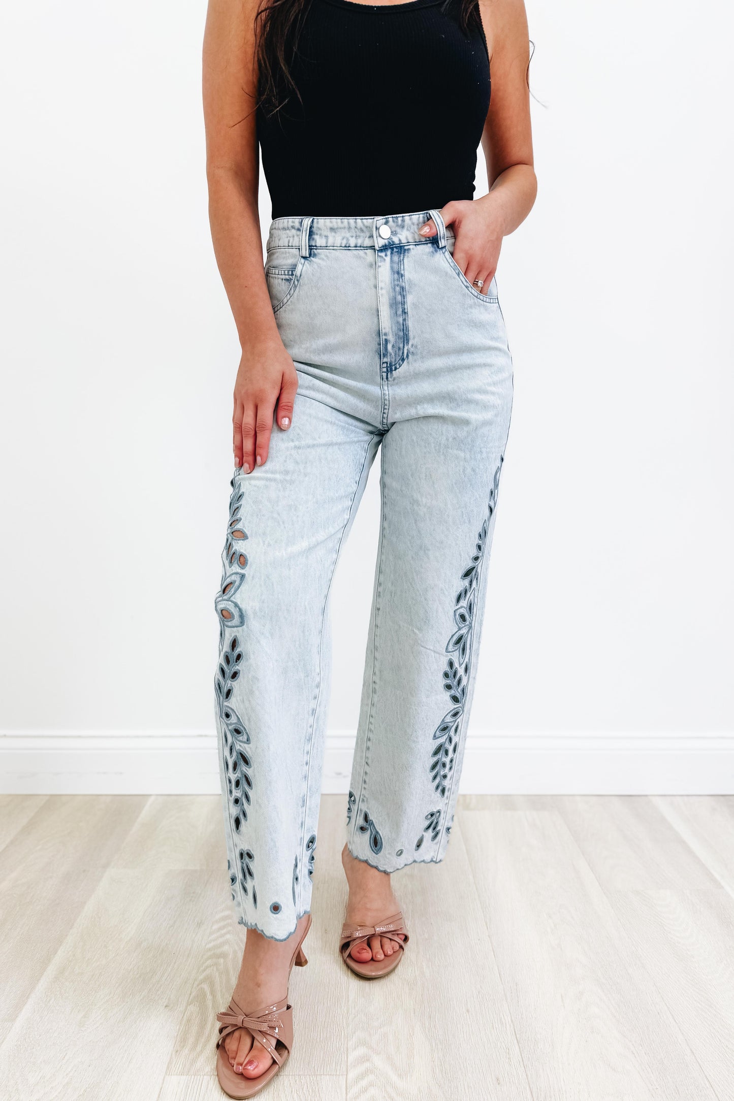 Greater Plan By Mystree - Floral Straight Leg Jeans - 2 Colors!