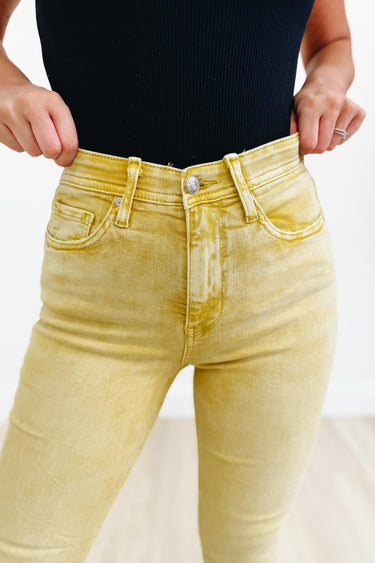 Buttercup Babe By Saige Denim - Flare Capri Jeans