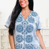 Designer Frenzy Button Down Top - Ice Blue