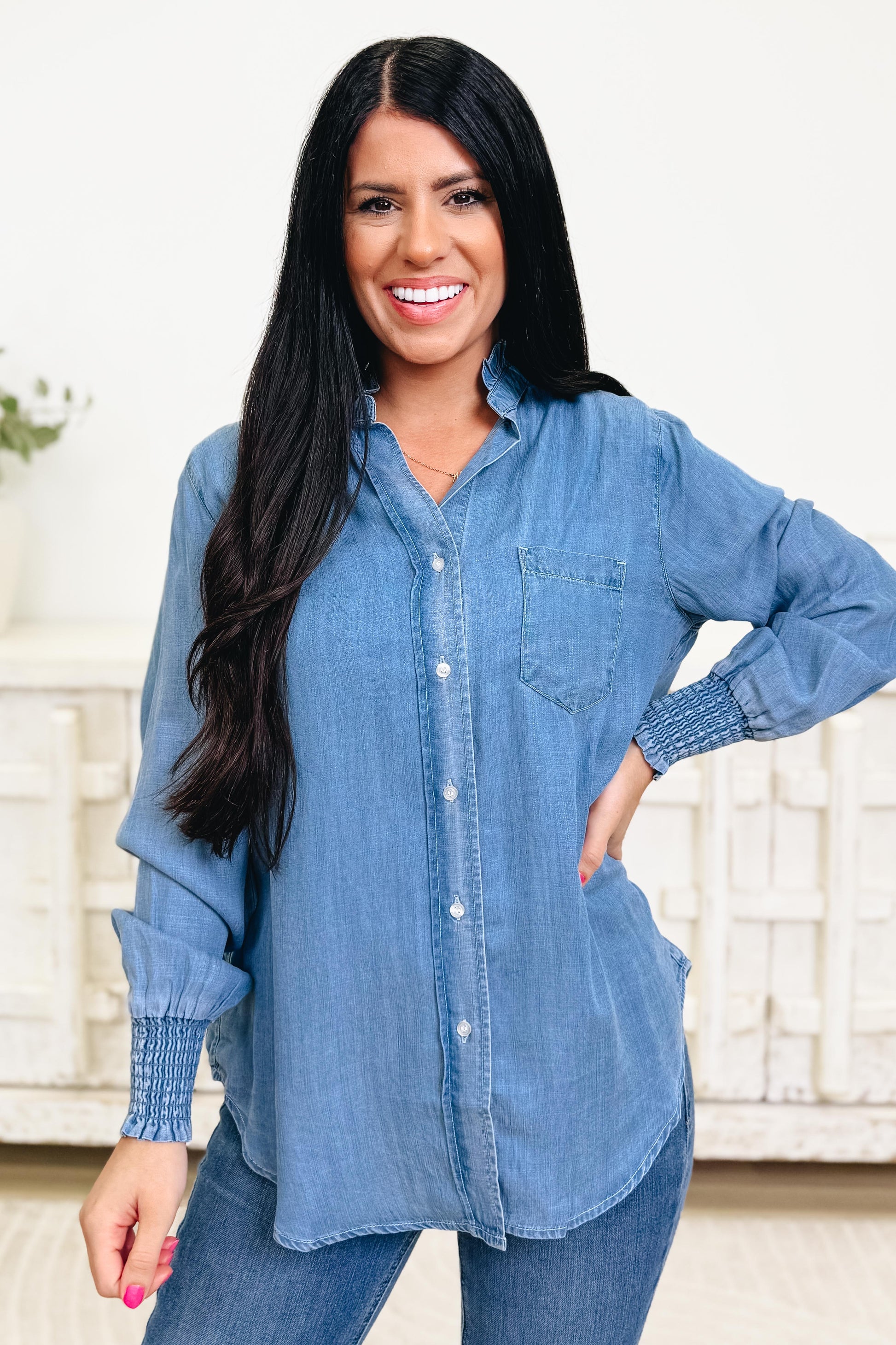 Sweet Blue Skies Chambray Top