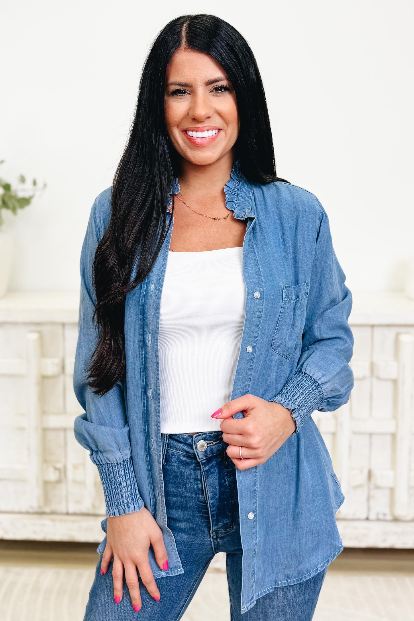 Sweet Blue Skies Chambray Top