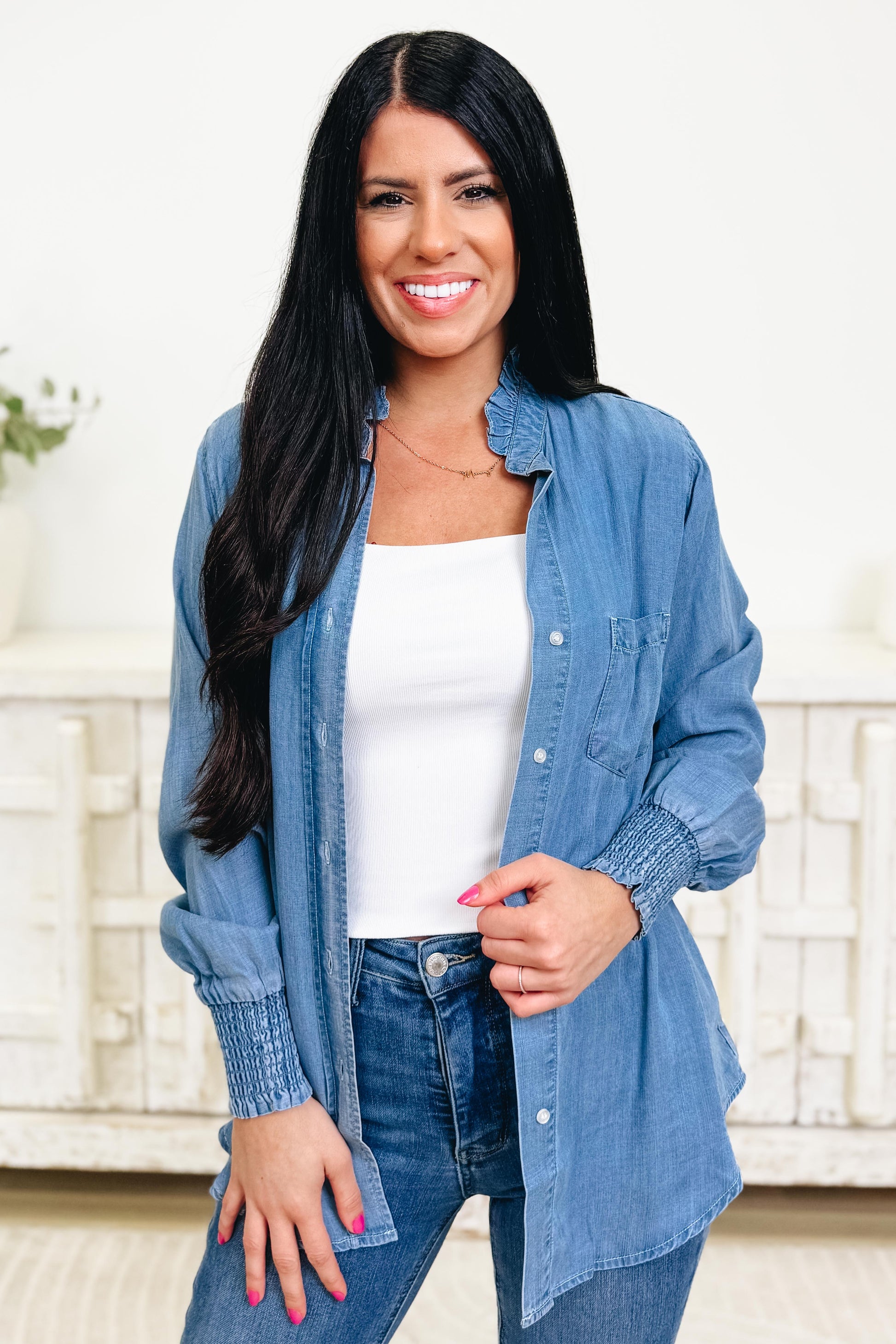 Sweet Blue Skies Chambray Top