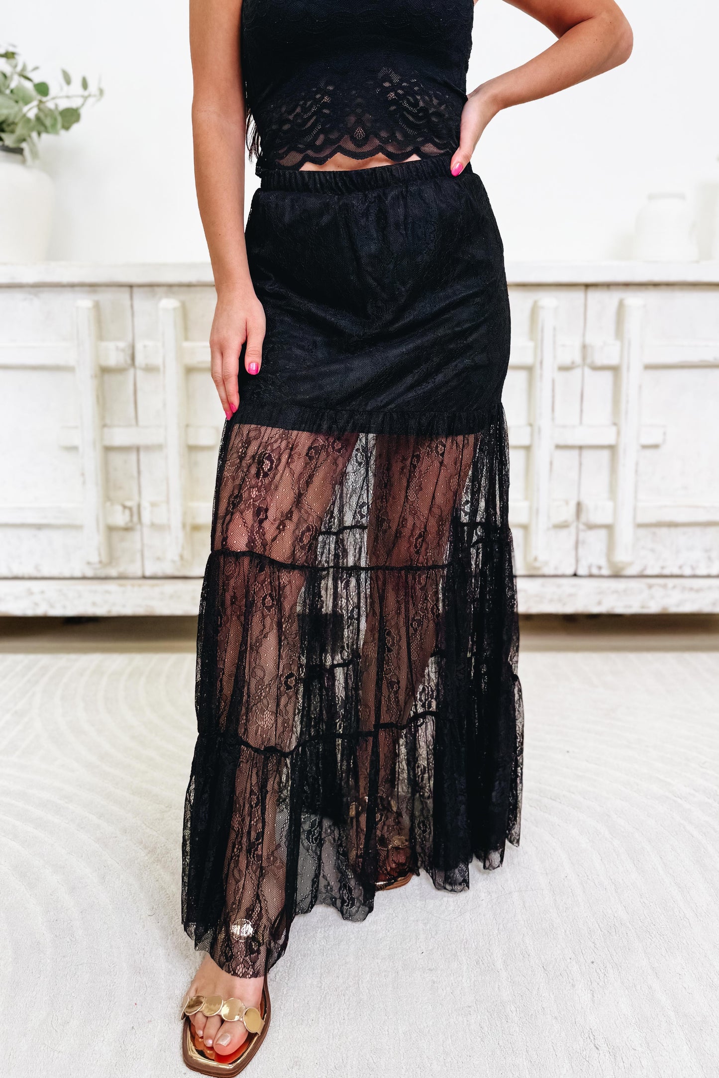Twirl Me Midnight Lace Skirt